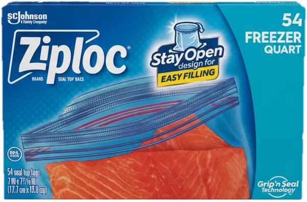 0004151400222 Bolsa Plástica con Ziper - 1/4 Galón - Freezer - StayOpen - 17.7 x 18.8cm (Ziploc) 54Ud