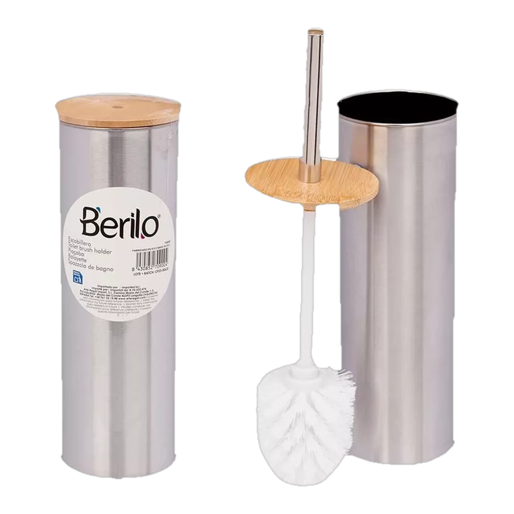 0002151400075 Escobillero acero con tapa bambú (Berilo)