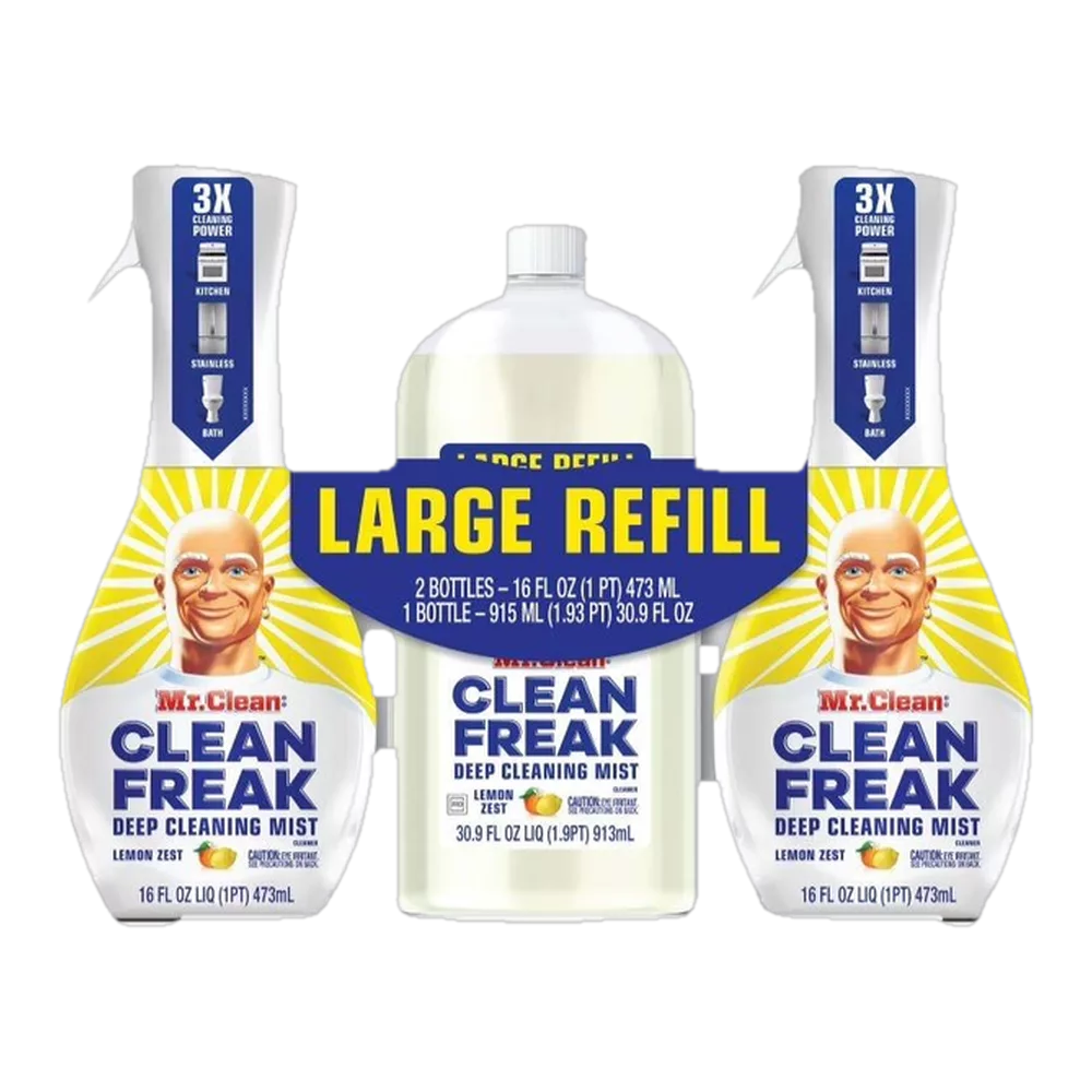0004151200073 Limpiador multipropósito + recambio - clean freak - multi-purpose cleaner - lemon zest (Mr. Clean) 1 ud. 16 oz 473 ml + 1 recambio 30.9 oz 913 ml