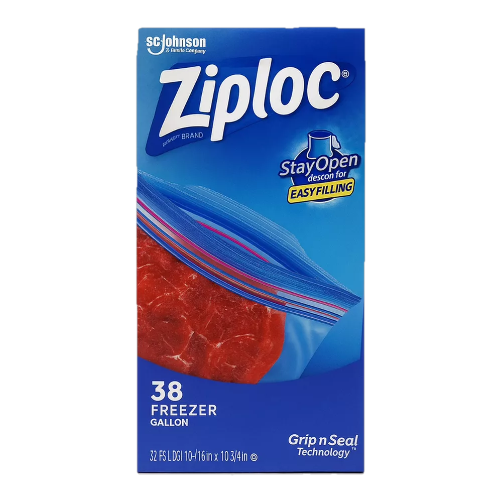 0004151400219 Bolsa plástica con cierre - 1 galón - freezer - stayopen - 26.8 x 27.3 cm (Ziploc) 38 ud.