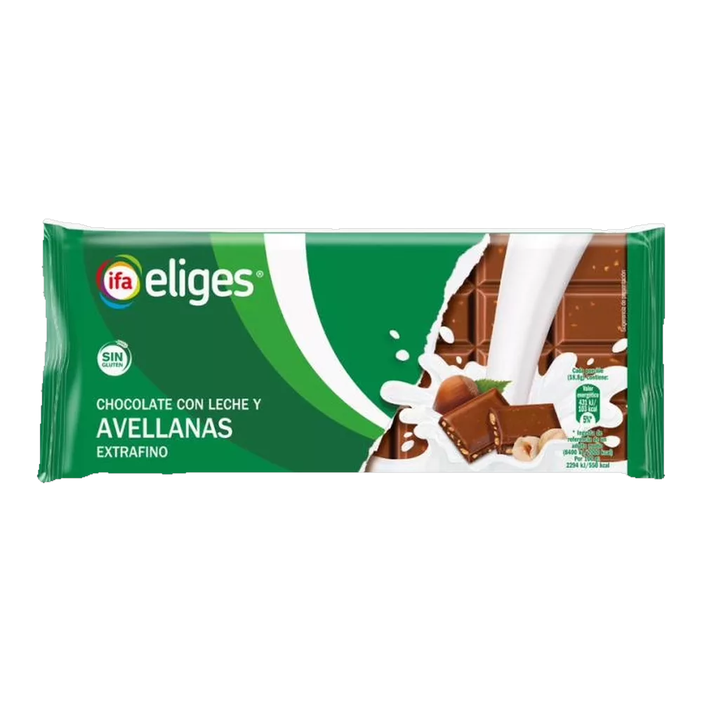 1013000178 Chocolate extrafino con leche y avellanas sin gluten (Ifa Eliges) 150 g