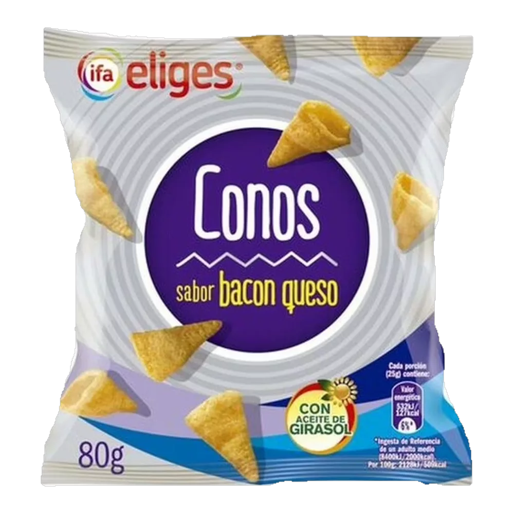 1017000086 Snack conos sabor bacon y queso (Ifa Eliges) 80 g