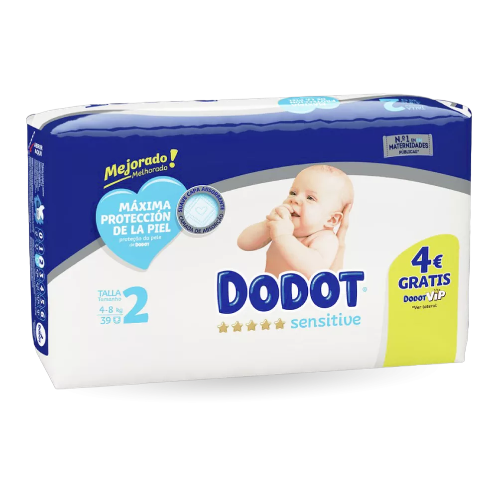 1411100005 Pañal sensitive mejorado (Dodot) t2 paquete de 39 ud.