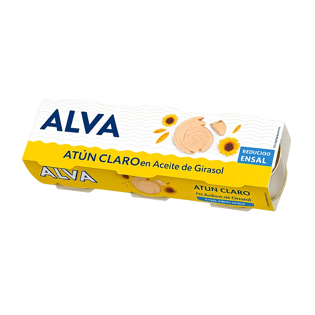 ChatGPT Image 24 may 2026, 15_53_41 Atún Claro en Aceite de Girasol (Alva) 3ud.x70g