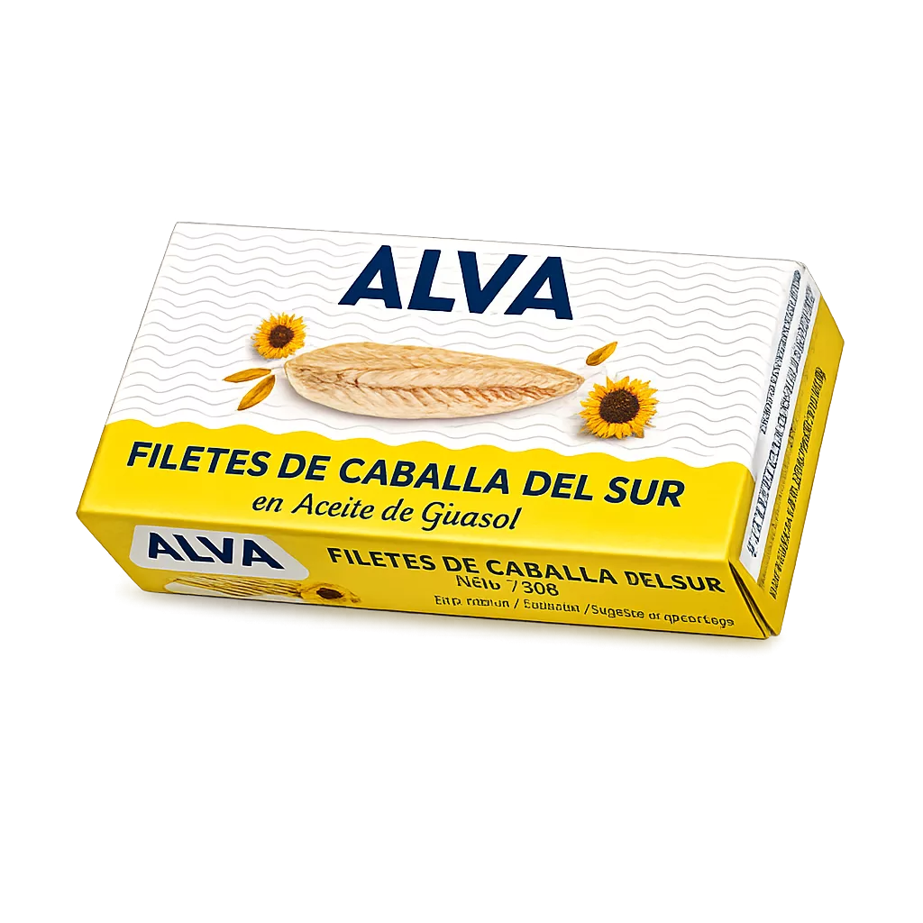 ChatGPT Image 6 may 2026, 21_10_10 Filetes de Caballa Sur en Aceite de Girasol (Alva) 85g