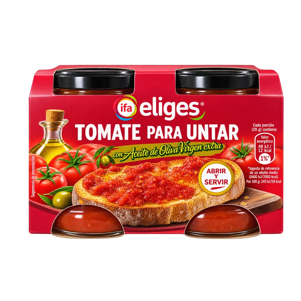 1001101600128 Tomate de Untar con Aceite Oliva Virgen Extra (Ifa Eliges) 2ud.x140g